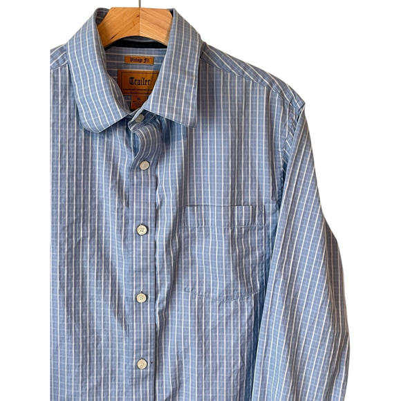 Trailer Brand Mens XL Light Blue Pin Striped Button Down Shirt - Picture 3 of 8